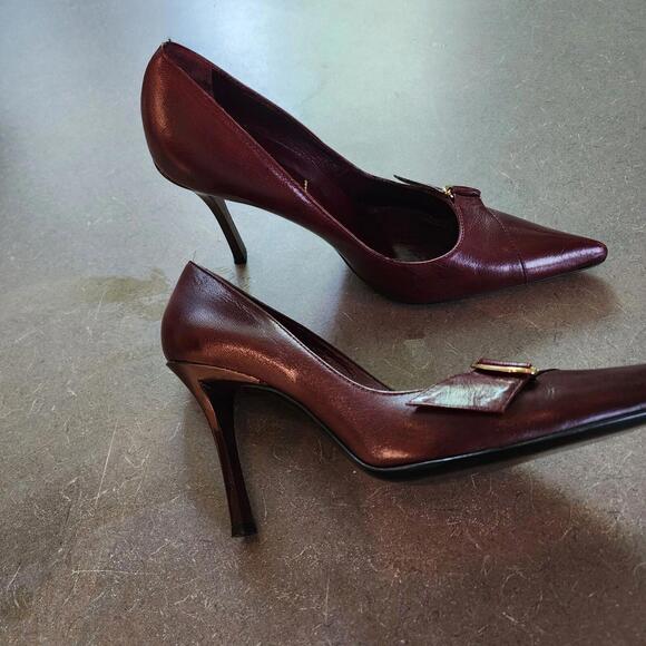 NWOB CASADEI 11 beautiful pointed stilletto heels deep wine color flawless new - Picture 5 of 9